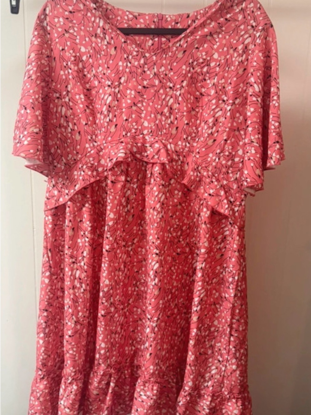 Amazon Essentials Coral Pink Floral Midi Dress